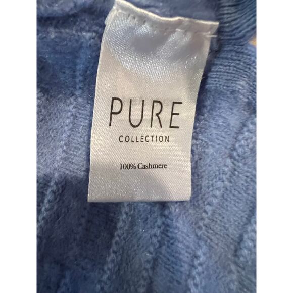 Pure Collection Textured Weave Cashmere Crewneck sweater Cornflower Blue S - Picture 6 of 6